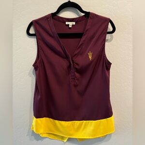 Arizona State University women’s sleeveless maroon and gold blouse
